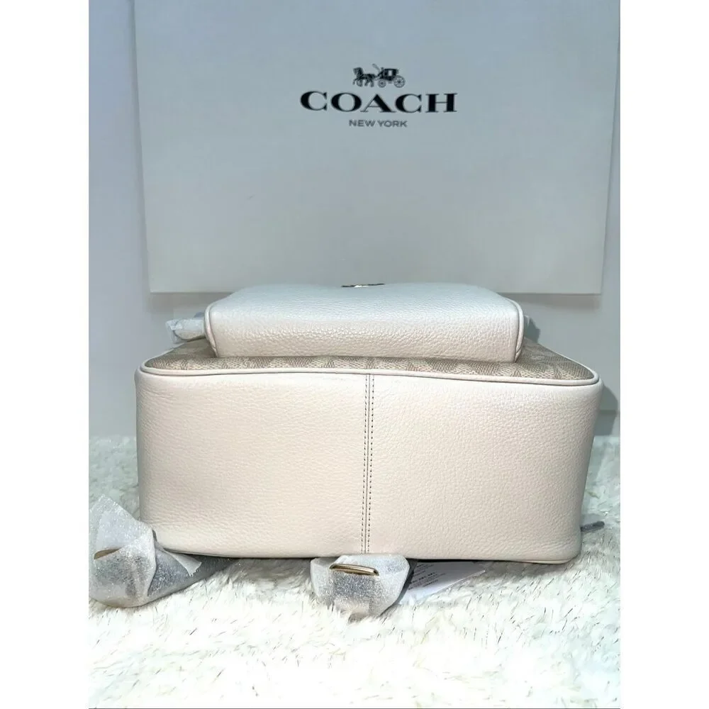 🔥🎁NWT! Coach Court Backpack in Signature Canvas Sand/Chalk CZ176 Msrp:$450.00
